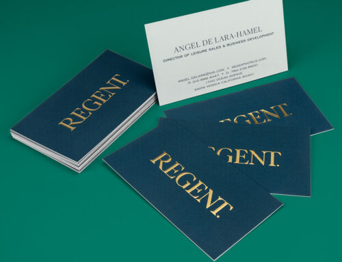 Raised Spot Gold Foil: Regent Hotels Business Cards