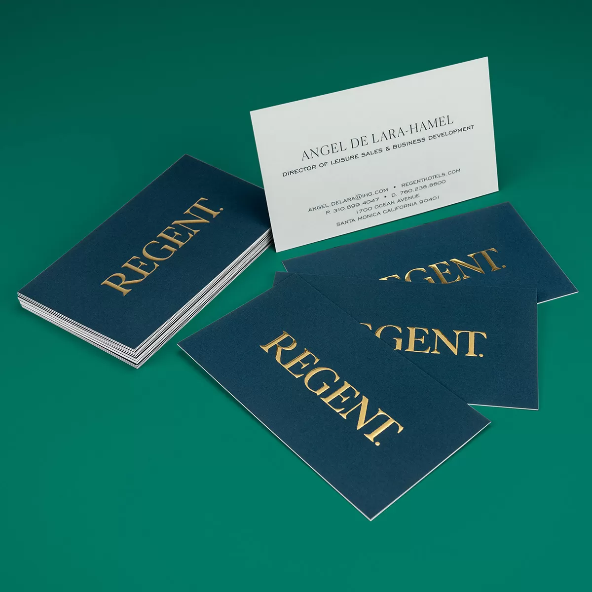 Raised Spot Gold Foil: Regent Hotels Business Cards