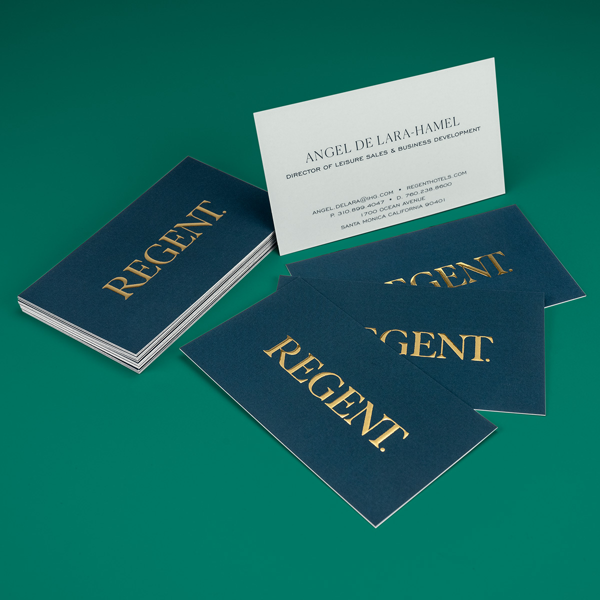 Raised Spot Gold Foil: Regent Hotels Business Cards